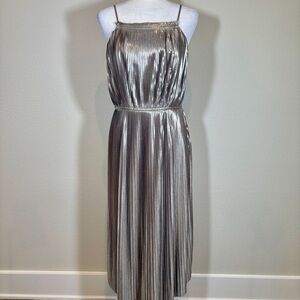 NWT Banana Republic Metallic Gold Bronze Midi Dress Size 8